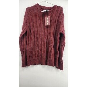 Alesbury Men's Medium Burgundy Red Leaf Stitch Crewneck Sweater NWT